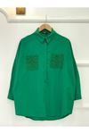 Dantel Cepli Gömlek-SA1984-Zümrüt Yeşili