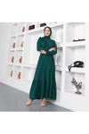 Omuz Fırfırlı Krep Elbise-PA9214-Zümrüt Yeşili