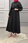 Çıtçıtlı Elbise-BN3992-Siyah